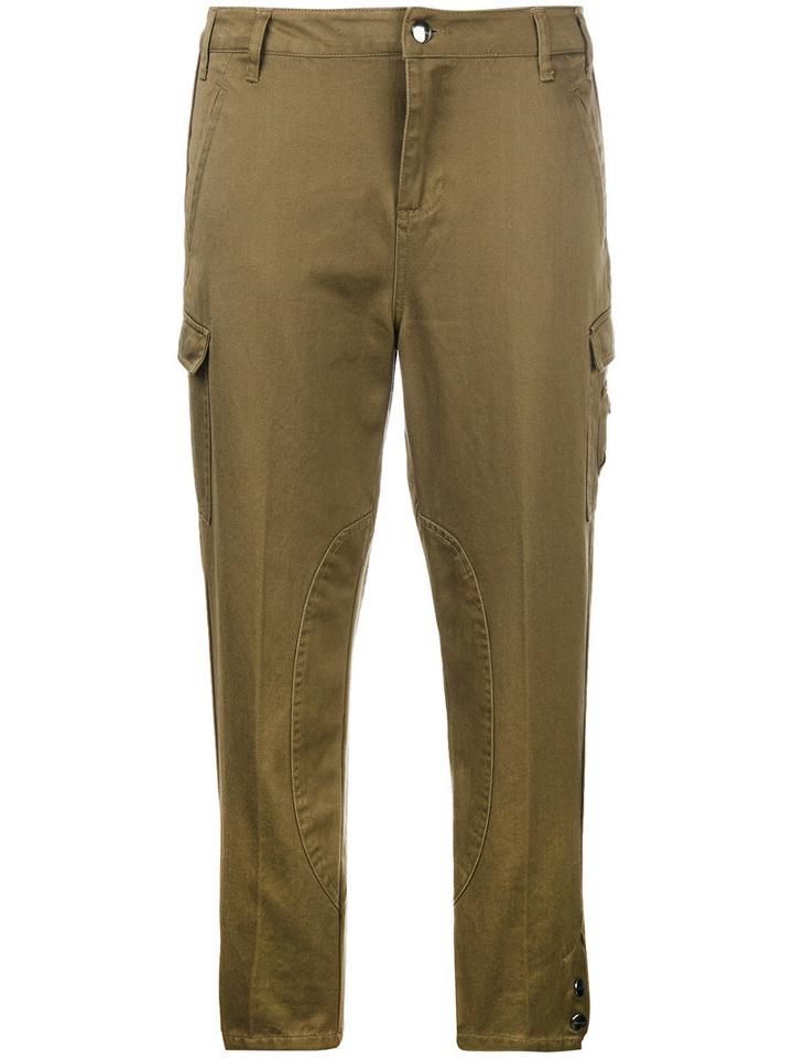 Twin-set Cropped Cargo Trousers, Women's, Size: 25, Green, Cotton