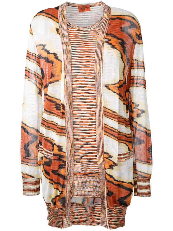Missoni - Layered Knitted Cardigan - Women - Cotton - 40, Brown, Cotton
