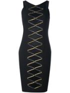 Versace Pyramid Stud Accent Dress, Women's, Size: 44, Black, Viscose/polyester/spandex/elastane