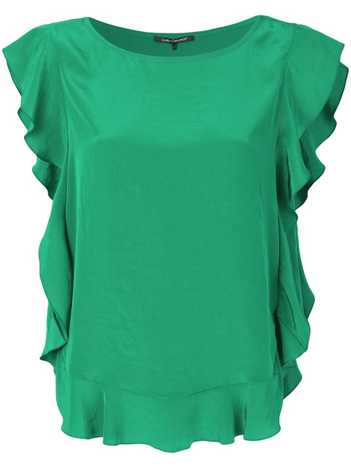 Luisa Cerano Pleated Trim Blouse - Green