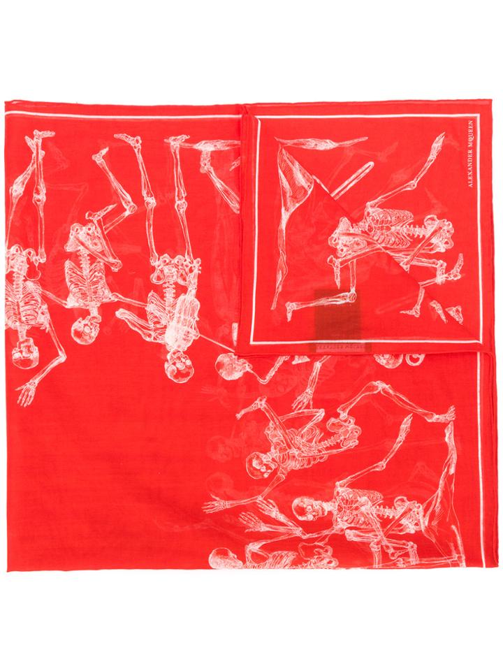 Alexander Mcqueen Dancing Skeleton Scarf - Red