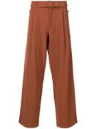 Maison Flaneur Belted Straight-leg Trousers - Brown