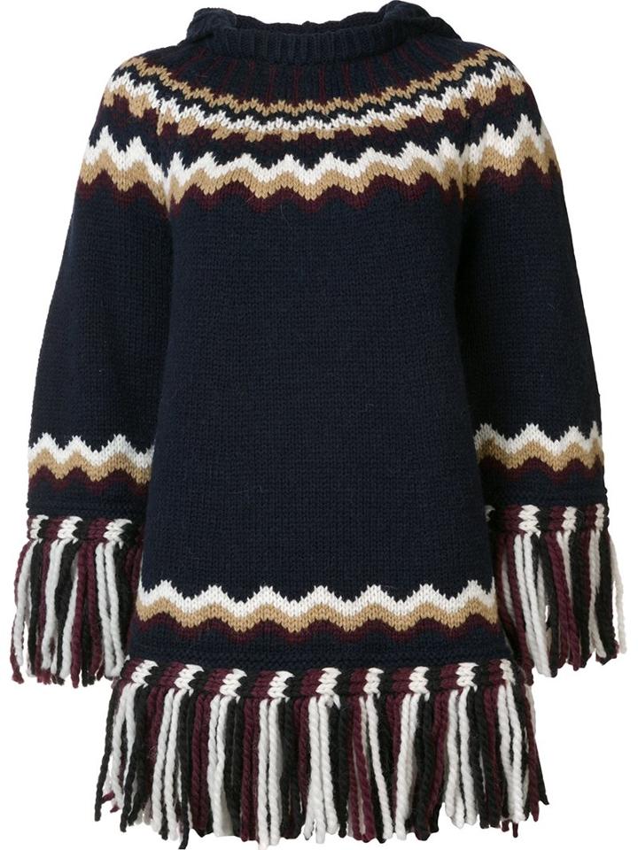 Red Valentino Fringed Jumper, Women's, Size: Small, Blue, Acrylic/wool/alpaca