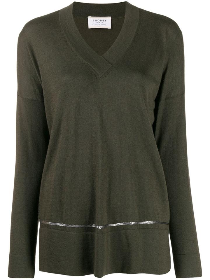 Snobby Sheep Sequinned Stripe Loose-fit Jumper - Green