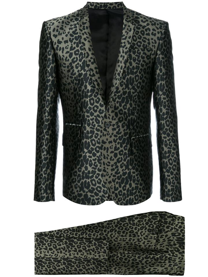 Les Hommes Leopard Print Suit - Green