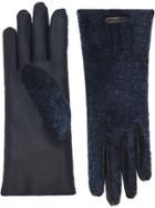 Burberry Shearling And Leather Gloves - Blue