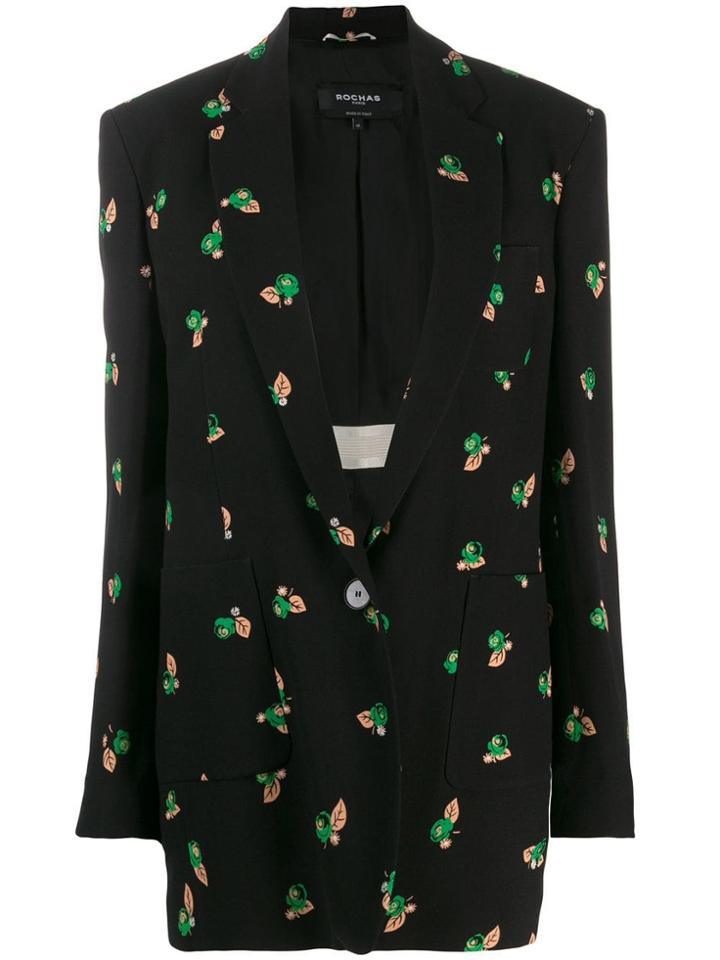 Rochas Floral Print Blazer - Black