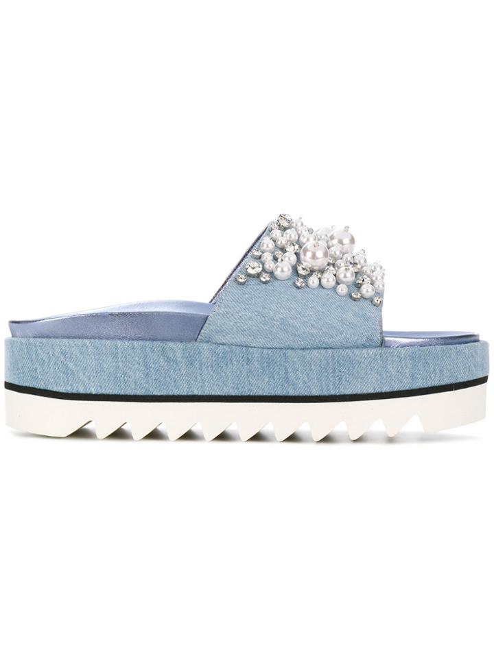 Le Silla Ines Embellished Platform Sandals - Blue