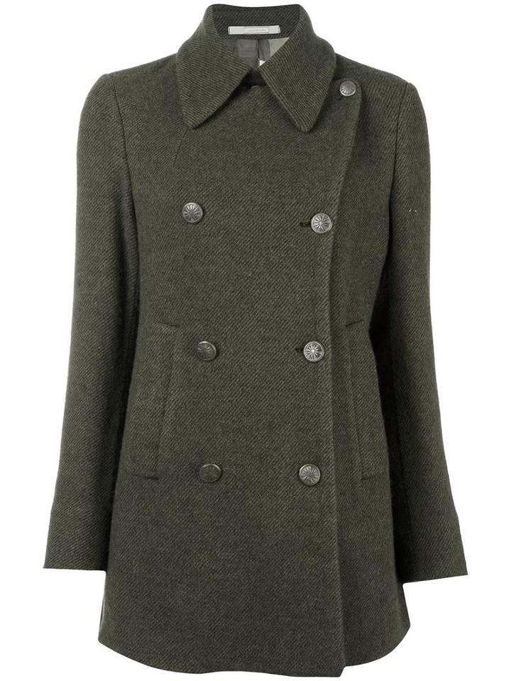 Massimo Alba Double-breasted Mid Peacoat, Women's, Size: Small, Green, Virgin Wool/viscose