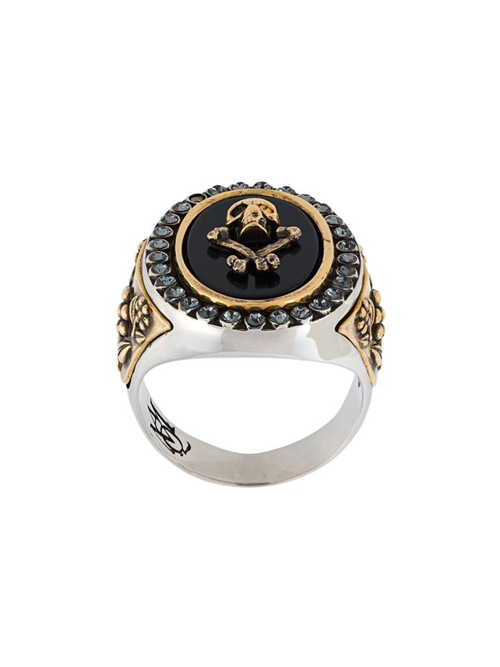Alexander Mcqueen Skull & Crossbones Ring - Metallic