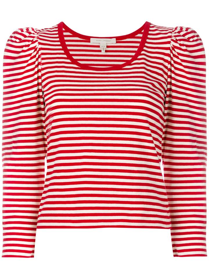 Marc Jacobs Striped Puff Sleeve Top - Red