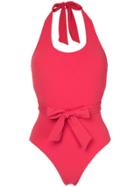 Peony Berry Halter One Piece - Red