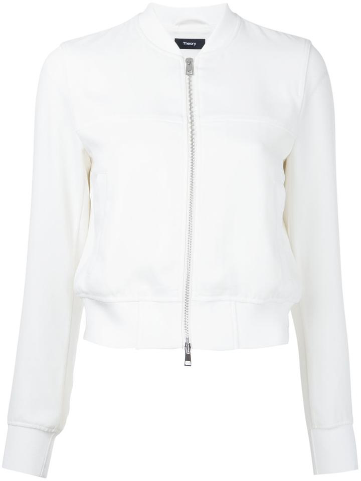Theory - Panelled Bomber Jacket - Women - Polyester/triacetate - M, Women's, White, Polyester/triacetate