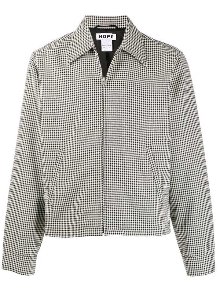 Hope Zip-up Houndstooth Shirt Jacket - Black