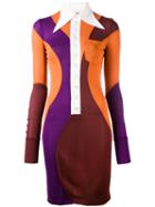 Givenchy - Colour Block Collared Dress - Women - Viscose - 36, Brown, Viscose