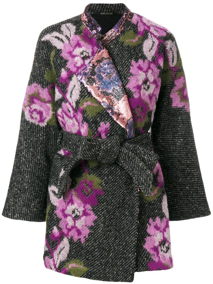 Ermanno Gallamini Floral Cape Coat - Grey