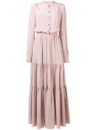 Semicouture Tiered Shirt Maxi Dress - Nude & Neutrals