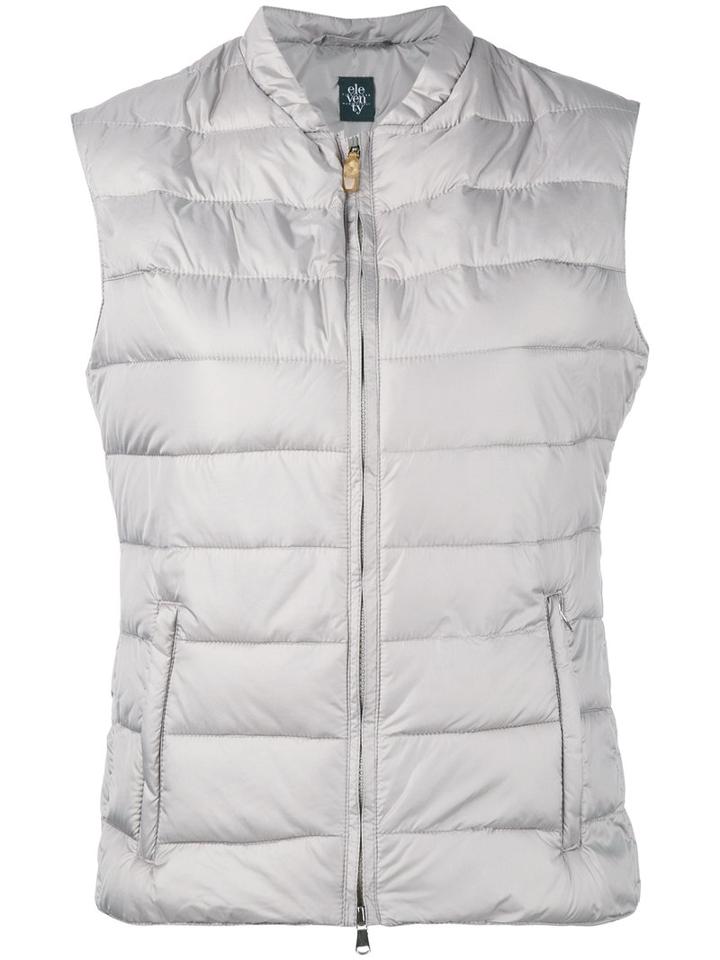 Eleventy - Collarless Gilet - Women - Polyester - Xl, Grey, Polyester