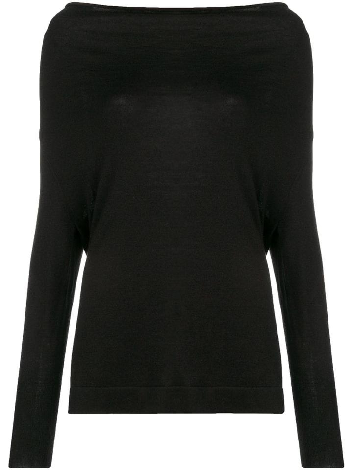 Snobby Sheep Cowl Neck Fine Knit Top - Black