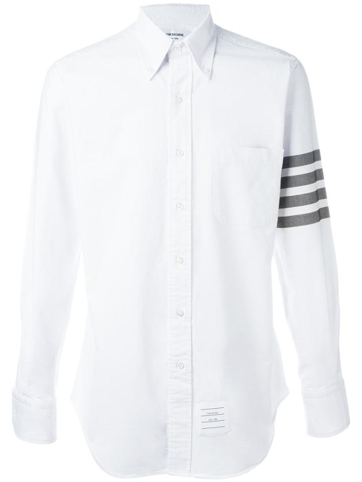 Thom Browne Long Sleeve Shirt With Black And White Woven 4-bar Stripe
