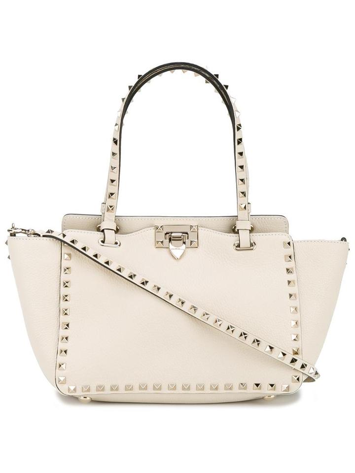 Valentino Valentino Garavani Rockstud Trapeze Tote, Women's, Nude/neutrals, Leather/suede/metal
