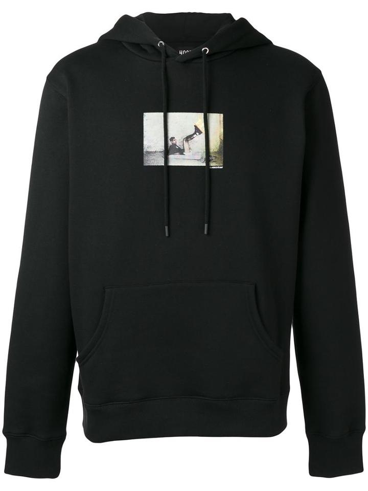 Hood By Air Printed Hoodie, Men's, Size: Large, Black, Cotton/polyester