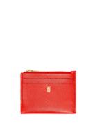 Burberry Monogram Motif Grainy Leather Zip Card Case - Red