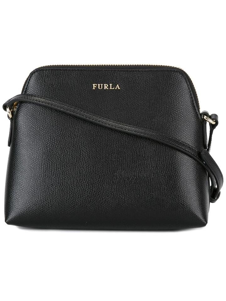 Furla Logo Plaque Cross Body Bag, Women's, Black, Nylon/viscose