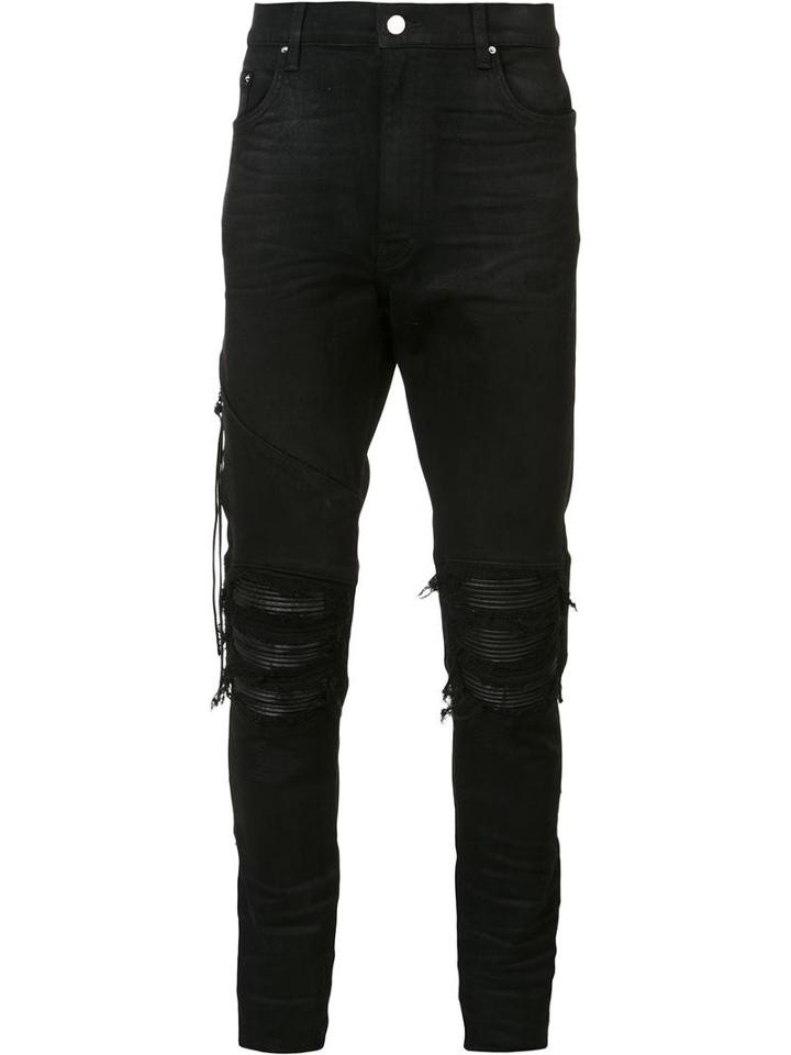 Amiri Distressed Skinny Jeans, Men's, Size: 34, Black, Cotton/spandex/elastane