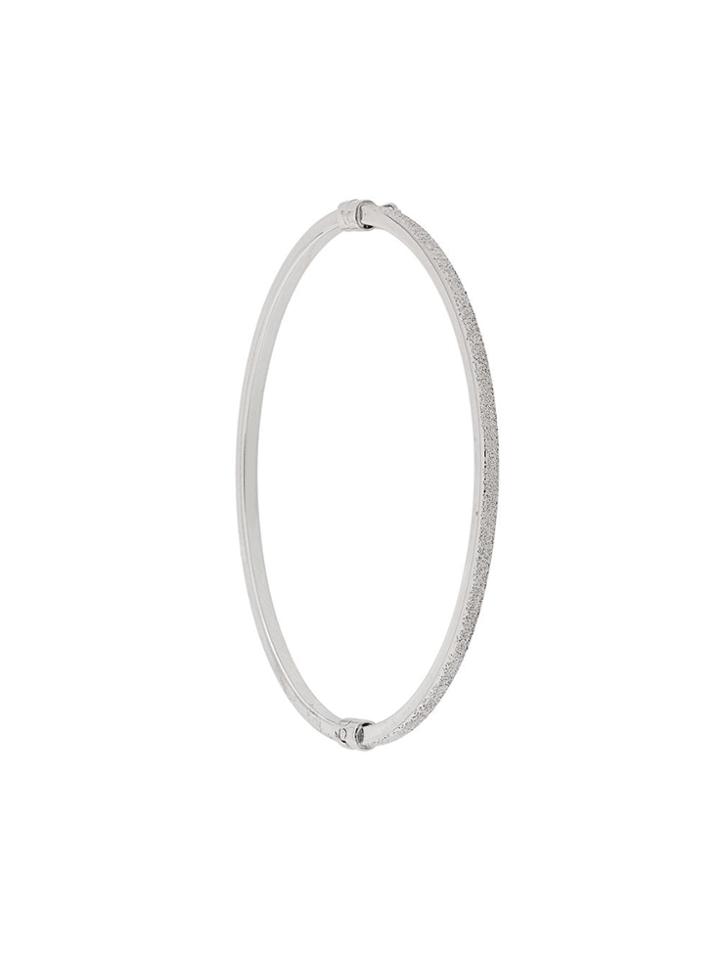 Carolina Bucci Half Florentine Finish Oval Bangle - White