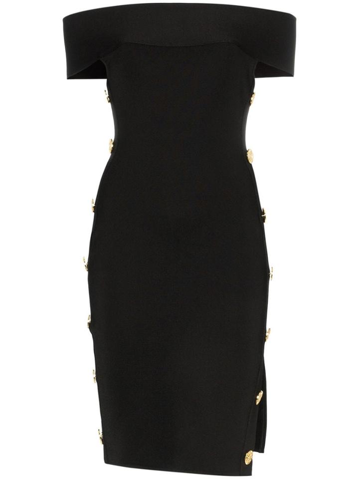 Alexandre Vauthier Bardot Button Sides Cut-out Detail Midi Dress -
