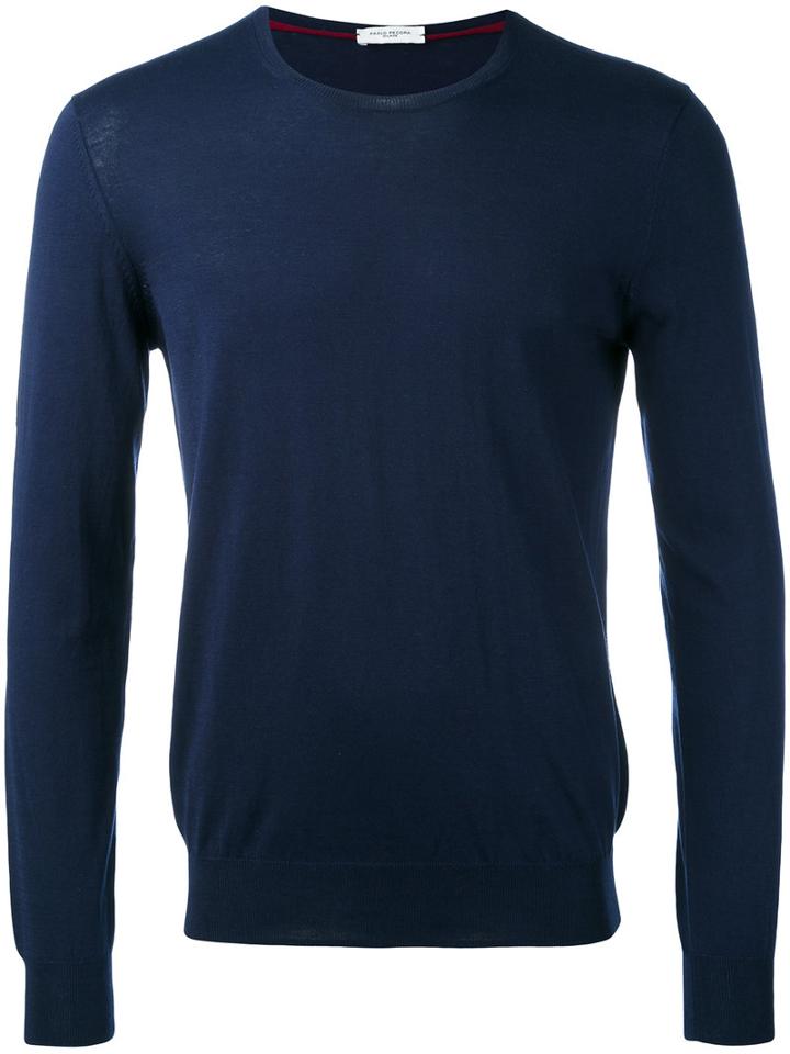 Paolo Pecora - Crew Neck Jumper - Men - Silk/cotton - L, Blue, Silk/cotton