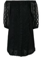 Charo Ruiz Crochet Panelled Off The Shoulder Dress - Black