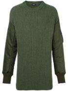 Diesel Padded Sleeve Jumper, Men's, Size: Small, Green, Rayon/nylon/wool/polyester