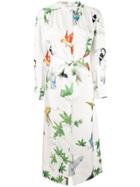 Agnona Jungle Print Shirt Dress - White