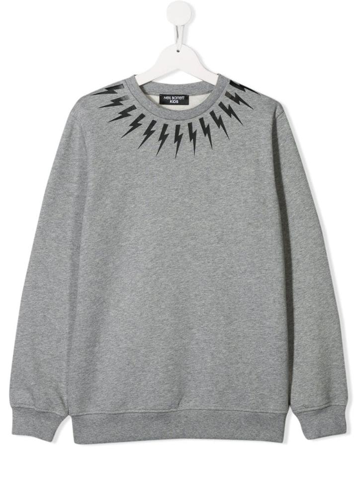 Neil Barrett Kids Teen Lightning Bolt Print Sweatshirt - Grey