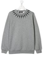 Neil Barrett Kids Teen Lightning Bolt Print Sweatshirt - Grey