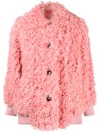 Miu Miu Midi Shearling Coat - Pink & Purple