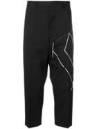Rick Owens Geometric Embroidery Cropped Trousers - Black