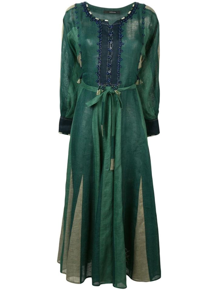 Vita Kin Striped Kaftan Dress - Green