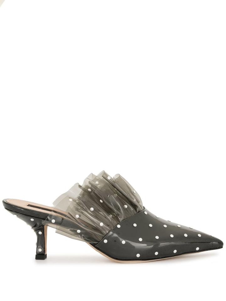 Midnight 00 Ruffle Polka-dot Pumps - Black