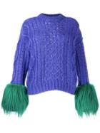 Prada Contrasting Cuffs Knitted Sweater - Purple