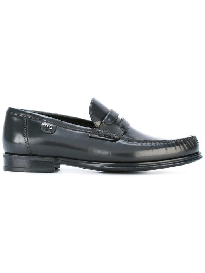 Dolce & Gabbana Brushed Leather Moccasins - Grey