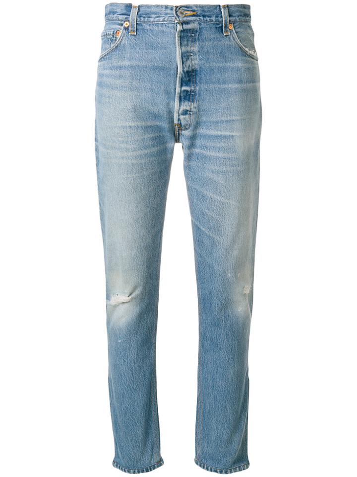 Re/done Distressed Fitted Jeans - Blue