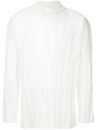 Issey Miyake Men Pleated Shawl Collar Shirt - White