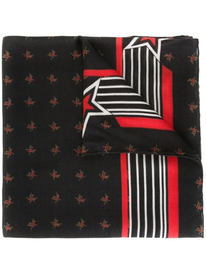 Givenchy Floral Print Scarf, Men's, Black, Modal/cashmere