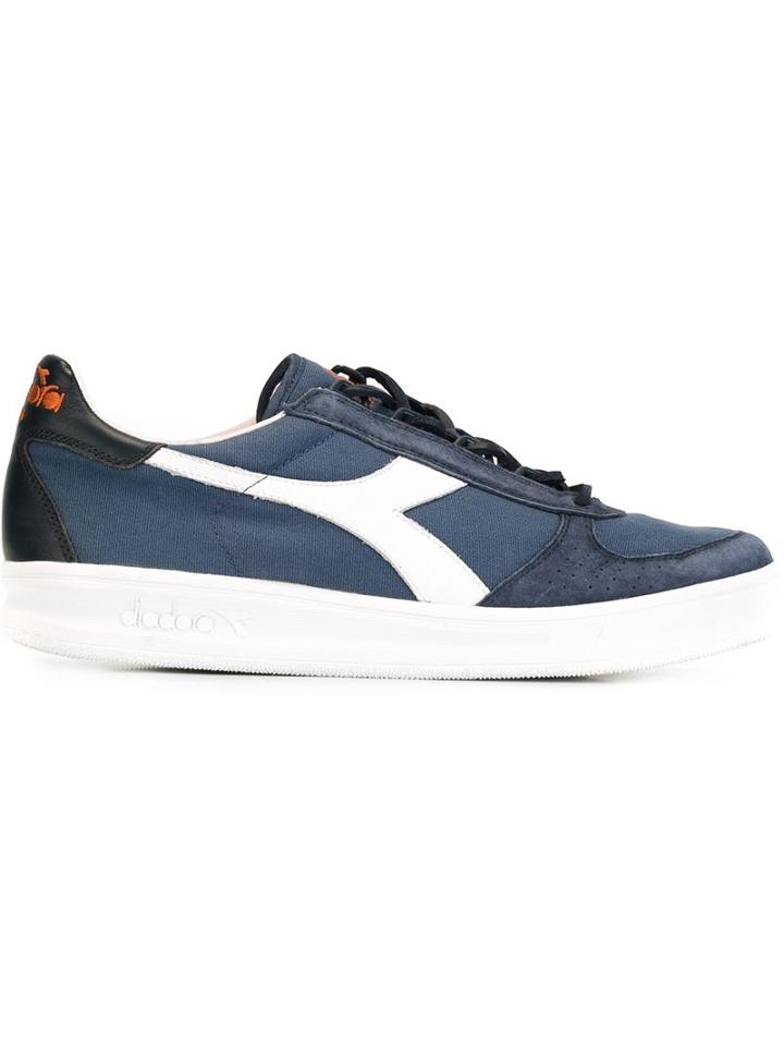 Diadora Panelled Sneakers, Men's, Size: 7.5, Blue, Polyester/leather/rubber