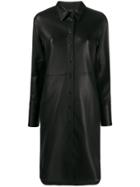 Joseph Lambskin Shirt Dress - Black