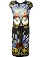 Versace Collection Feathers Print Dress