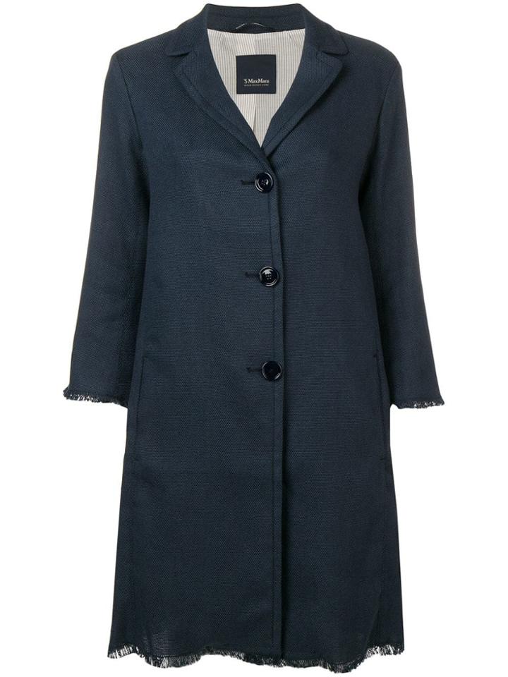 's Max Mara Fringed Single-breasted Coat - Blue
